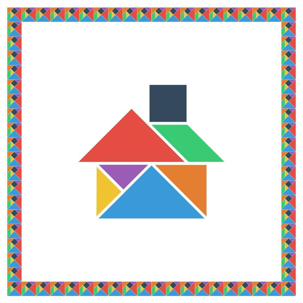 ilustração em vetor tangram cérebro jogo casa cor plana