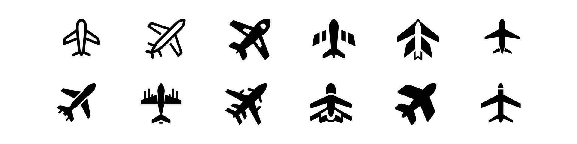 vetor de ícone de avião, ilustração sólida, pictograma isolado em branco