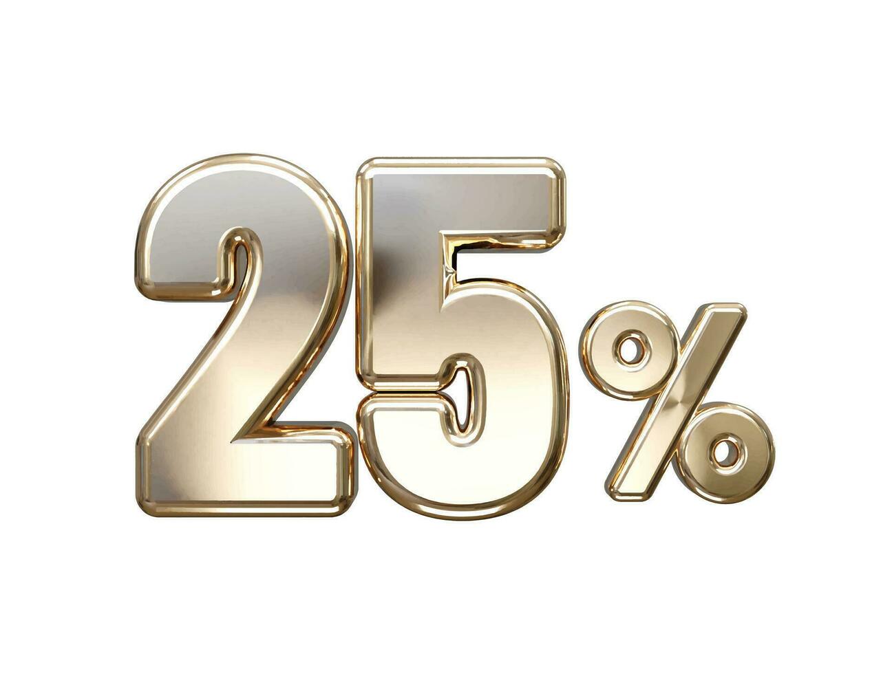 25 por cento fora vetor texto efeito 3d Renderização ouro
