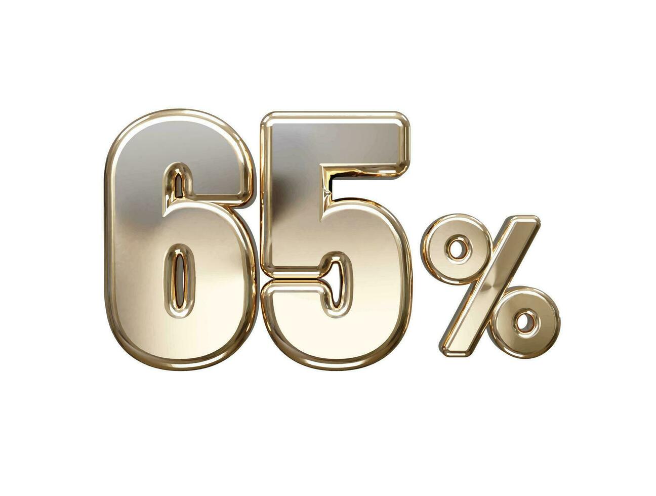 65 por cento fora vetor texto efeito 3d Renderização ouro