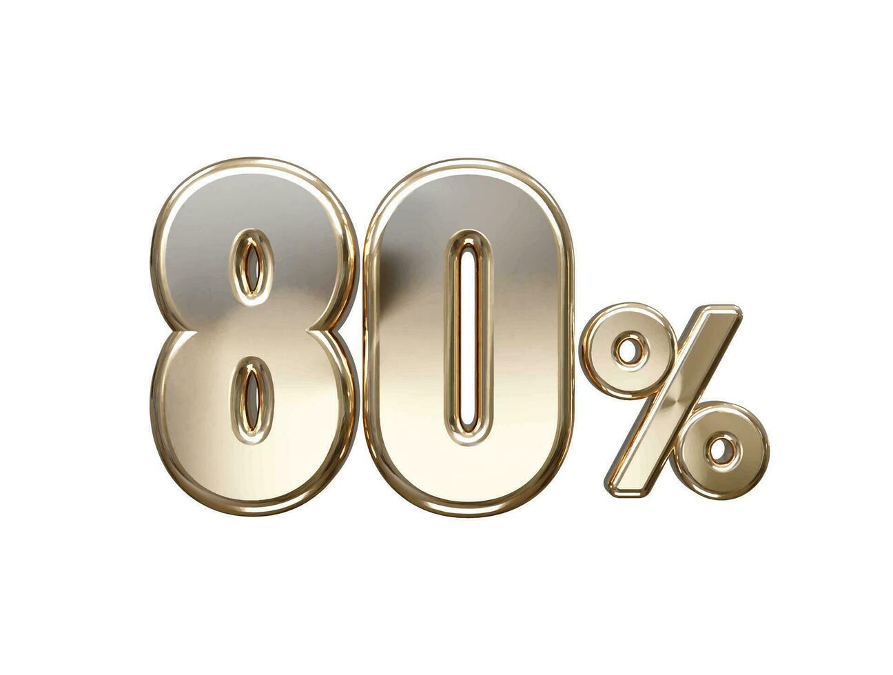 80 por cento fora vetor texto efeito 3d Renderização ouro