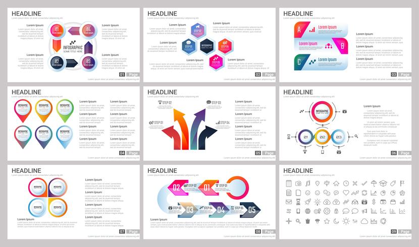 Elementos modernos de infográficos para modelos de apresentações vetor