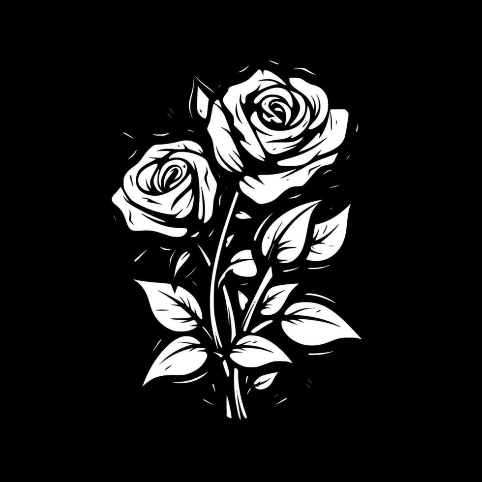 rosas - Preto e branco isolado ícone - vetor ilustração