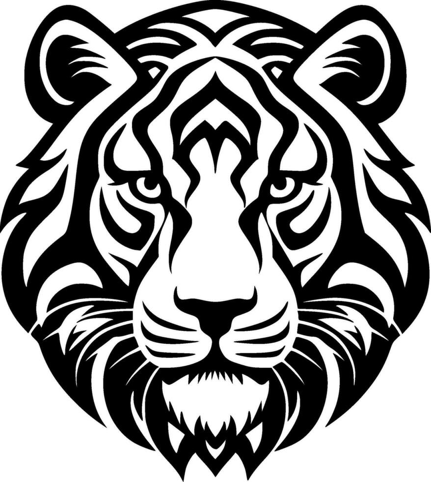 tigre - Preto e branco isolado ícone - vetor ilustração