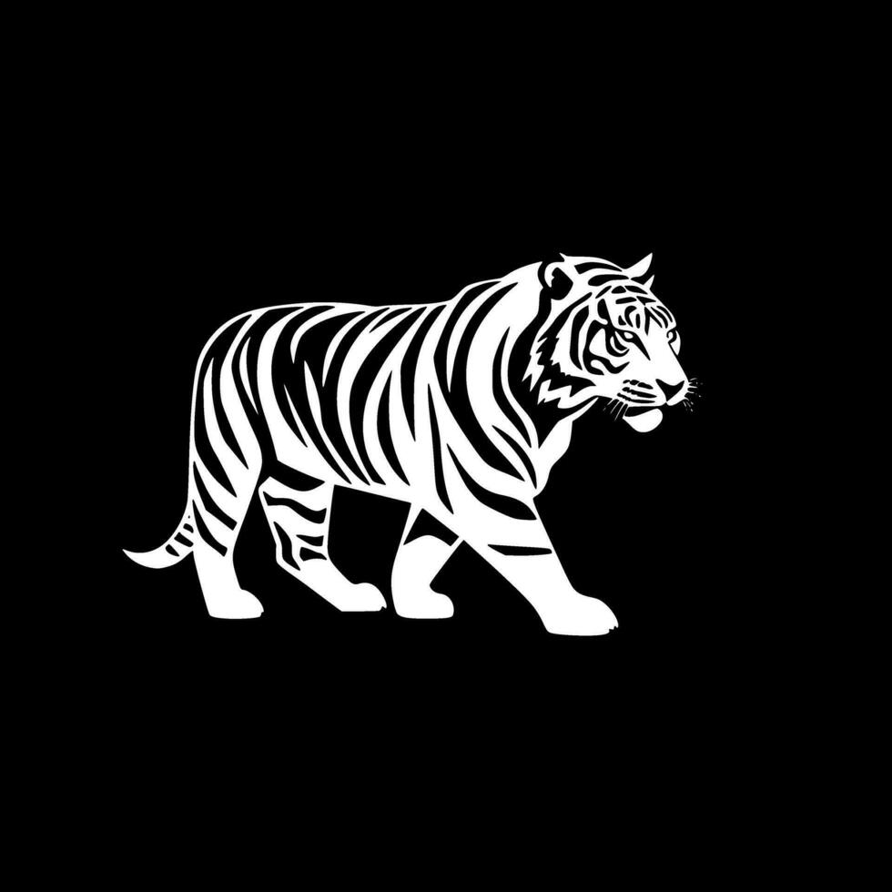 tigre - Preto e branco isolado ícone - vetor ilustração