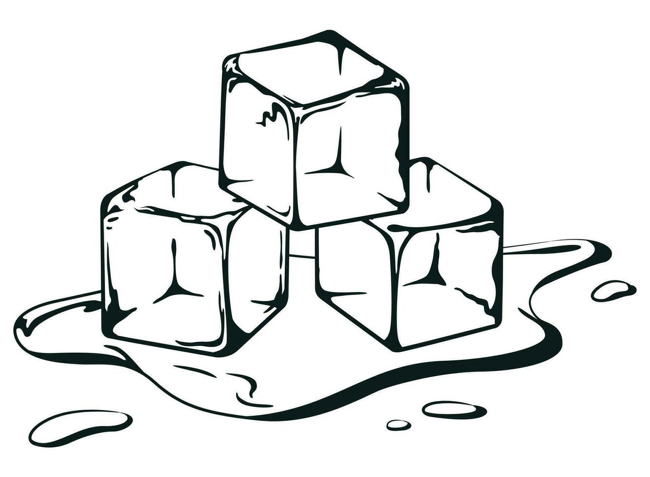 silhueta gelo blocos Derretendo água poça vetor