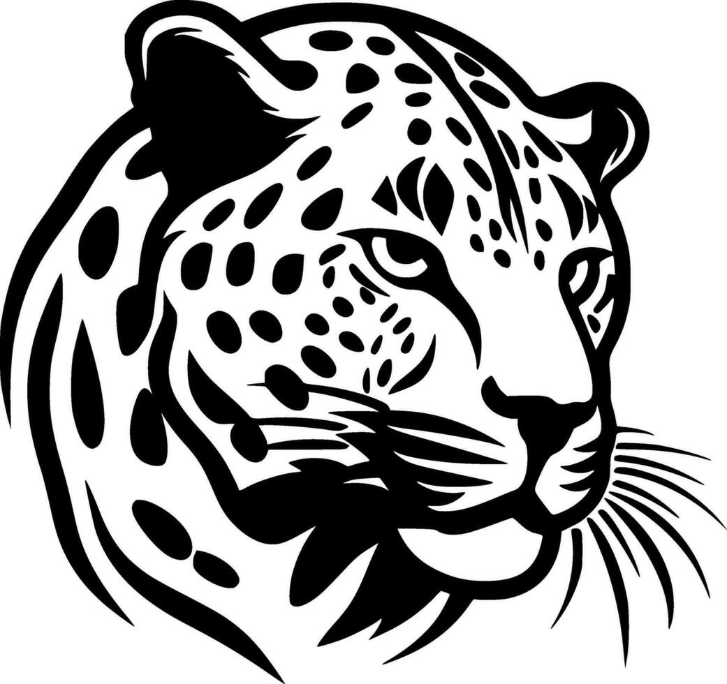 leopardo - Preto e branco isolado ícone - vetor ilustração