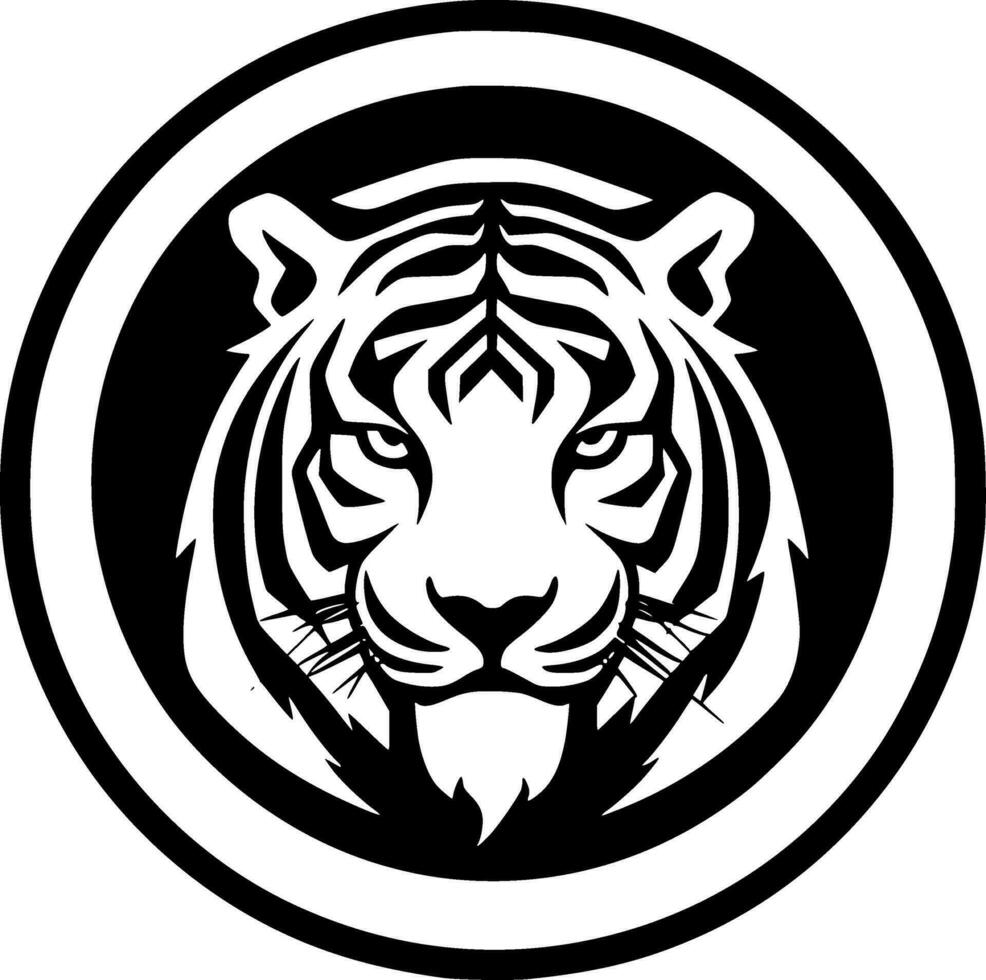 tigre - Preto e branco isolado ícone - vetor ilustração