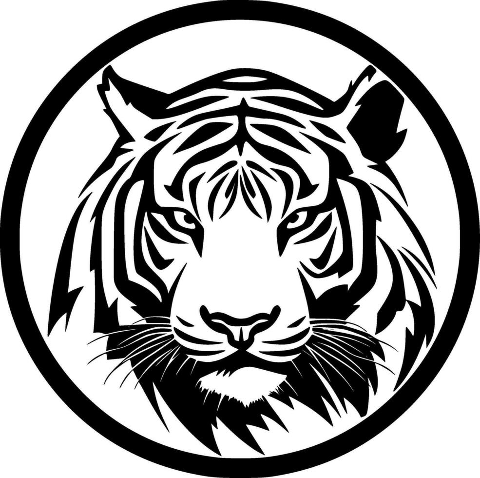 tigre - Preto e branco isolado ícone - vetor ilustração