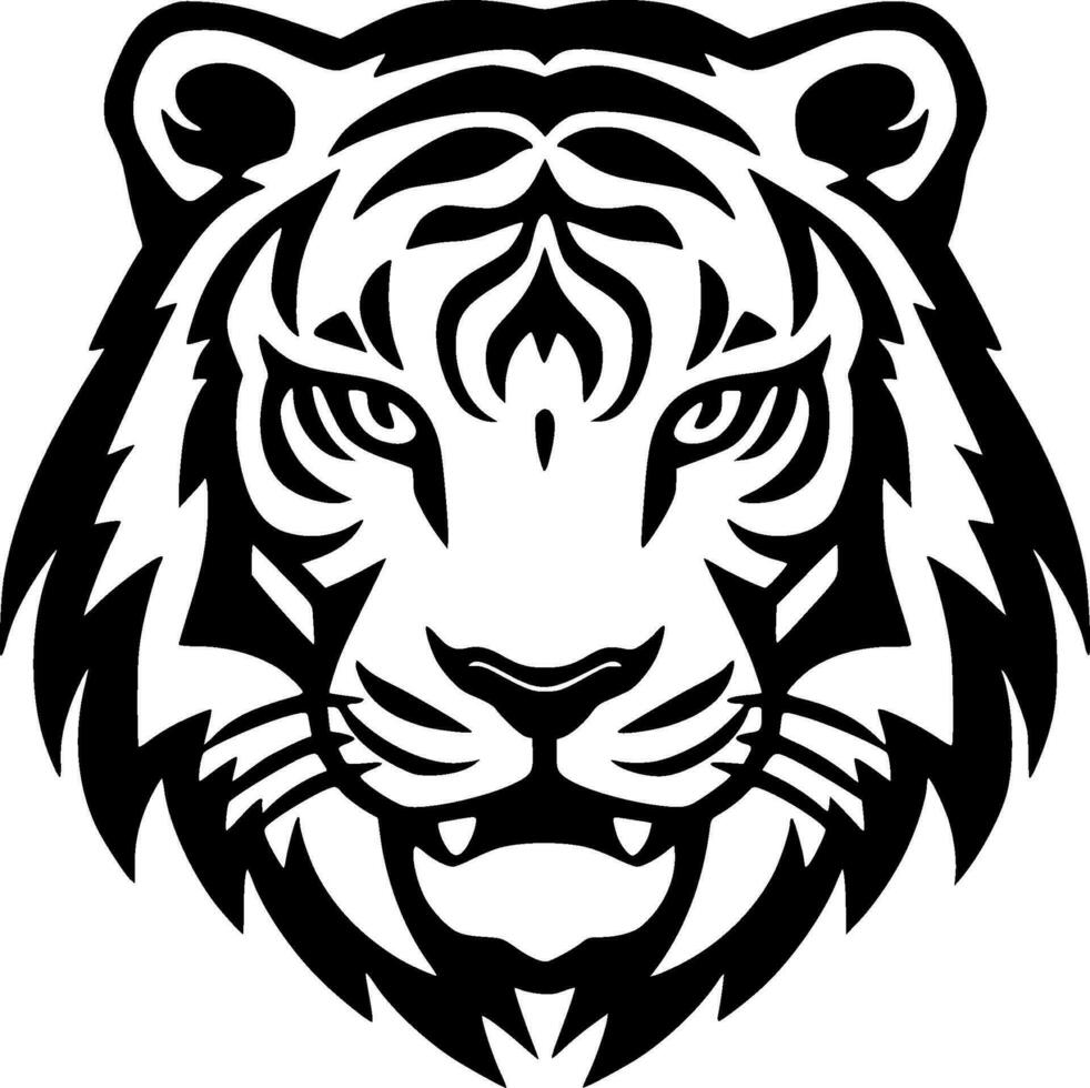 tigre - Preto e branco isolado ícone - vetor ilustração