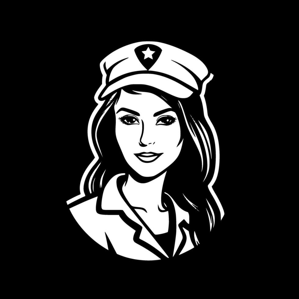 enfermeira - Preto e branco isolado ícone - vetor ilustração