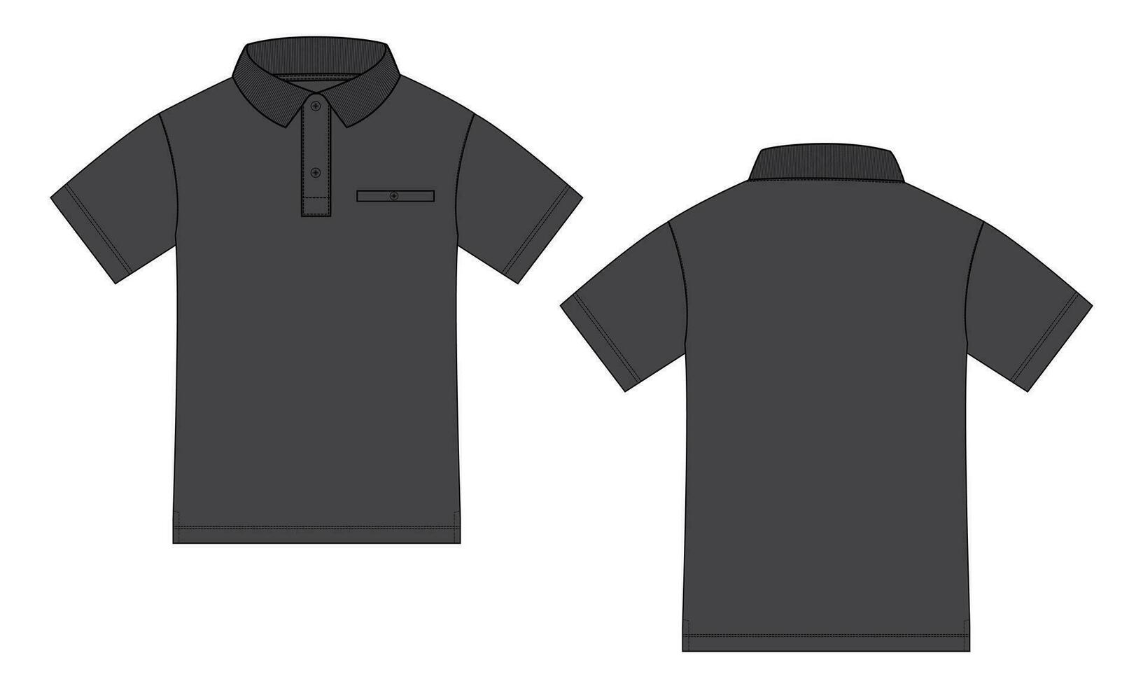 curto manga pólo camisa vetor ilustração modelo frente e costas Visualizações