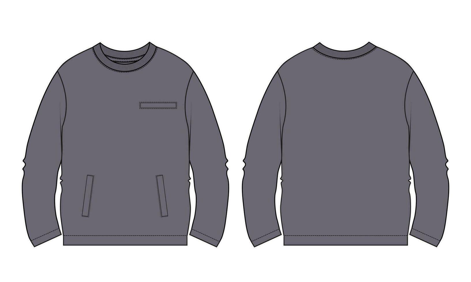 grandes manga suéter vetor ilustração modelo frente e costas Visualizações