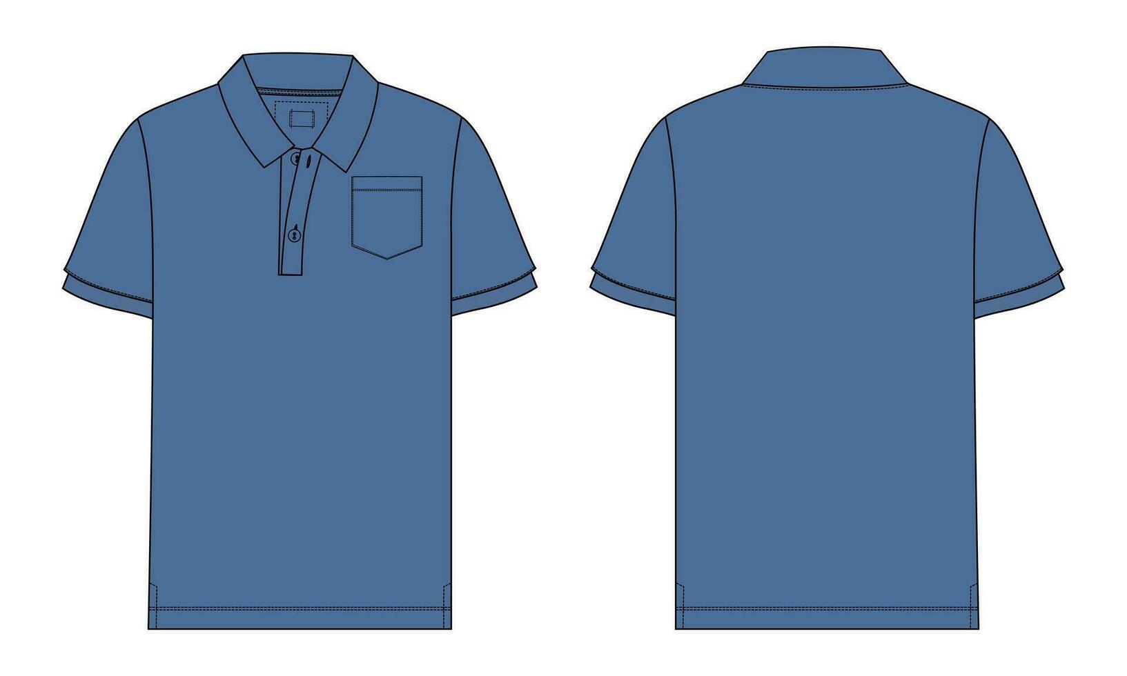 curto manga pólo camisa vetor ilustração modelo frente e costas Visualizações
