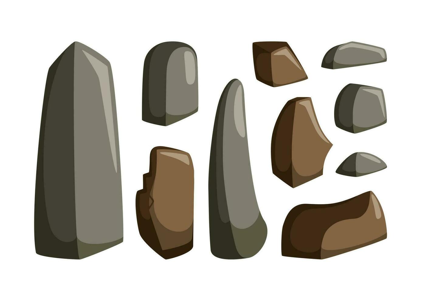 montanha pedras com pedregulhos. conjunto do granito e de outros pedras do vários formas para rochoso panorama. vetor ilustração