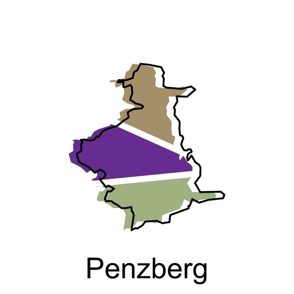 mapa do Penzberg cidade. vetor mapa do a alemão país. vetor ilustração Projeto modelo