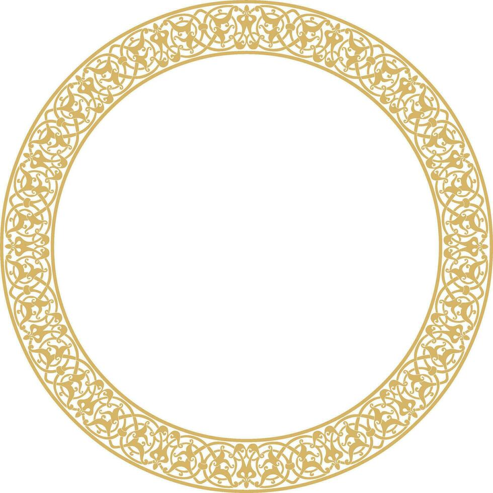 vetor dourado volta oriental ornamento. árabe estampado círculo do Irã, Iraque, peru, Síria. persa quadro, fronteira