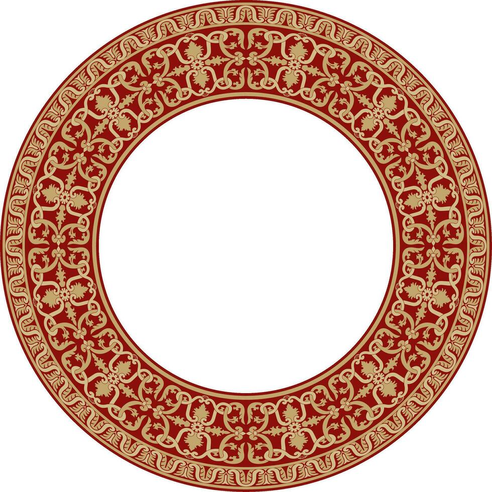 vetor ouro e vermelho volta clássico renascimento ornamento. círculo, anel europeu fronteira, renascimento estilo quadro..