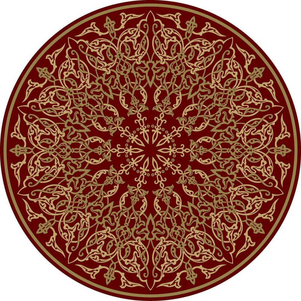 vetor ouro com vermelho turco clássico círculo ornamento. muçulmano volta padronizar para a mesquita