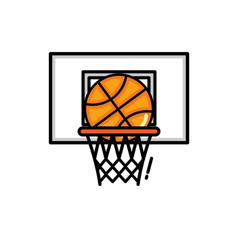 basquetebol aro e bola ícone dentro plano Projeto estilo. vetor ilustração