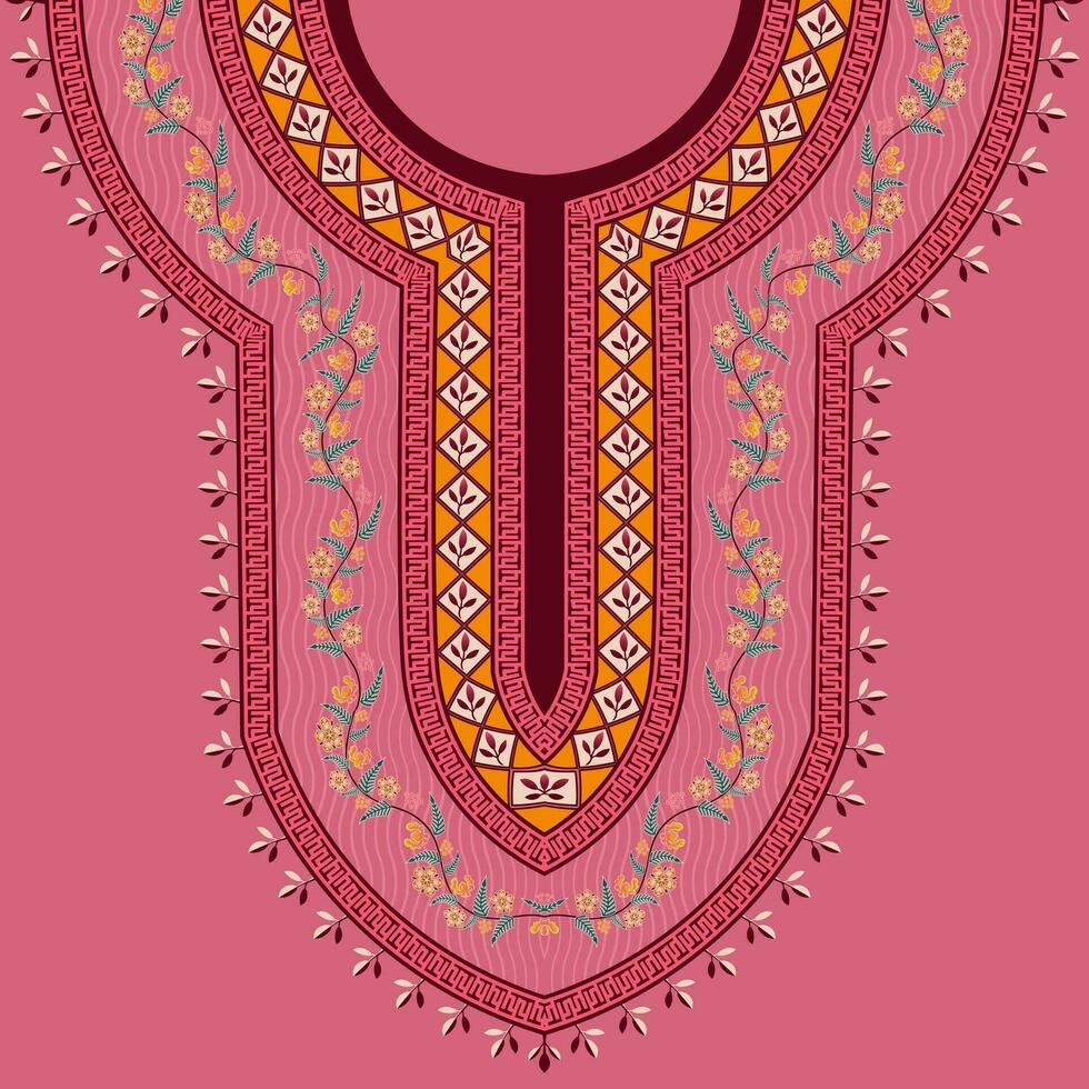floral ornamental bordado decote padronizar Projeto dentro batik estilo vetor