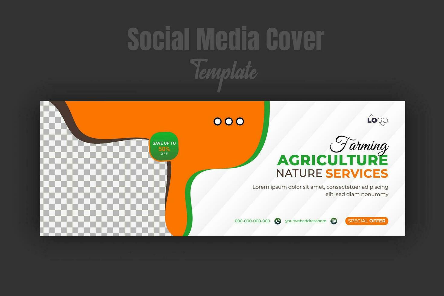 agricultura e agricultura serviço social meios de comunicação cobrir ou postar e rede bandeira Projeto modelo com geométrico verde gradiente cor formas vetor