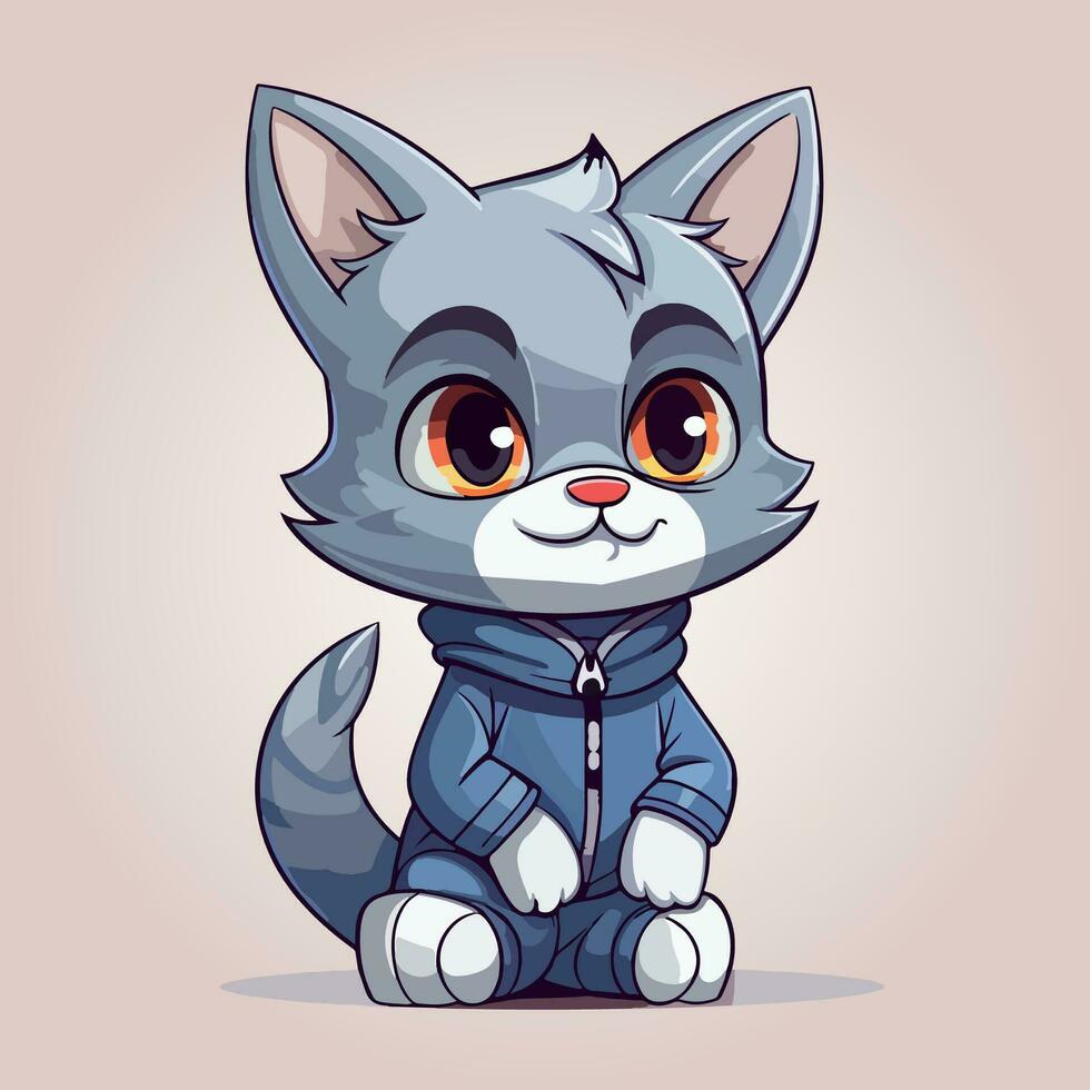 kawaii fofa gato desenho animado personagens vetor isolado ilustração