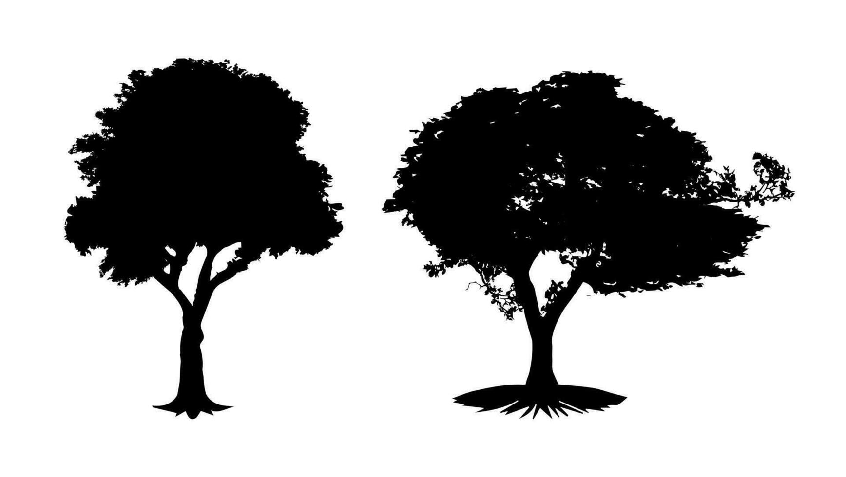 vetor de silhueta de árvore. o logotipo, os ícones e os gráficos das árvores vintage são isolados no fundo branco.