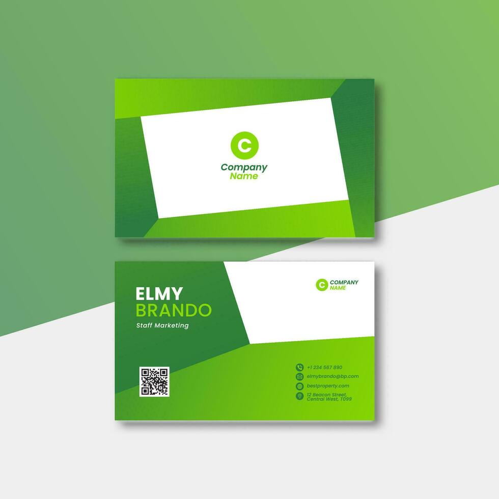 moderno corporativo identidade o negócio cartão modelo com logotipo posicionamento verde cor vetor