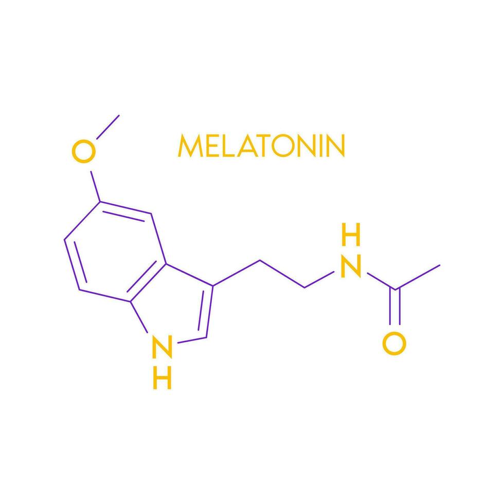melatonina estrutural químico Fórmula isolado em branco fundo. hormônio melatonina promover profundo dormir. médico científico conceitos. vetor eps10 ilustração.