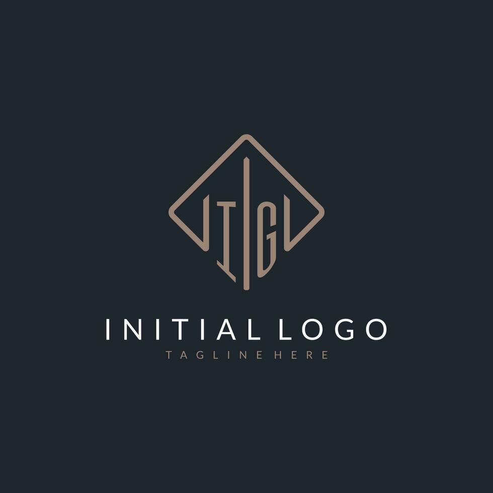 ig inicial logotipo com curvado retângulo estilo Projeto vetor