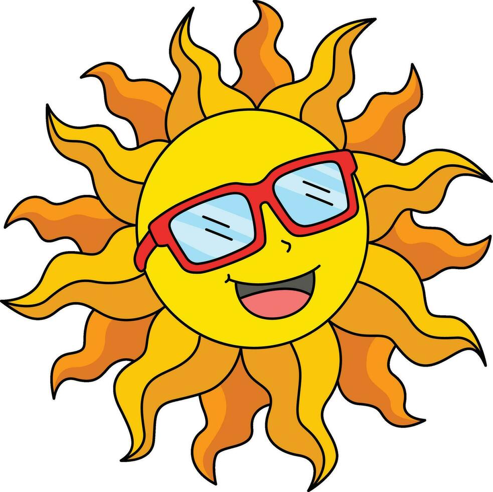 Sol com uma feliz verão desenho animado colori clipart vetor