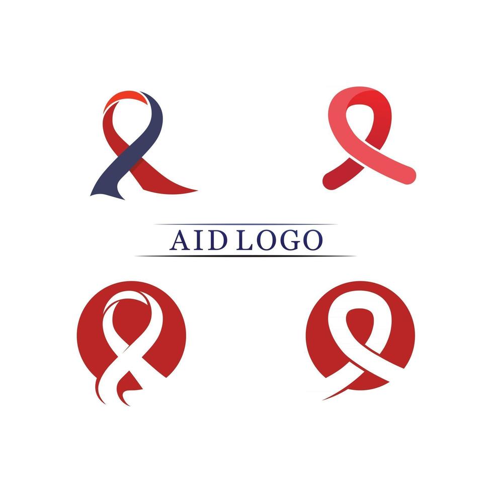 logotipo da fita de ajuda e design de vetor do Dia Mundial da AIDS