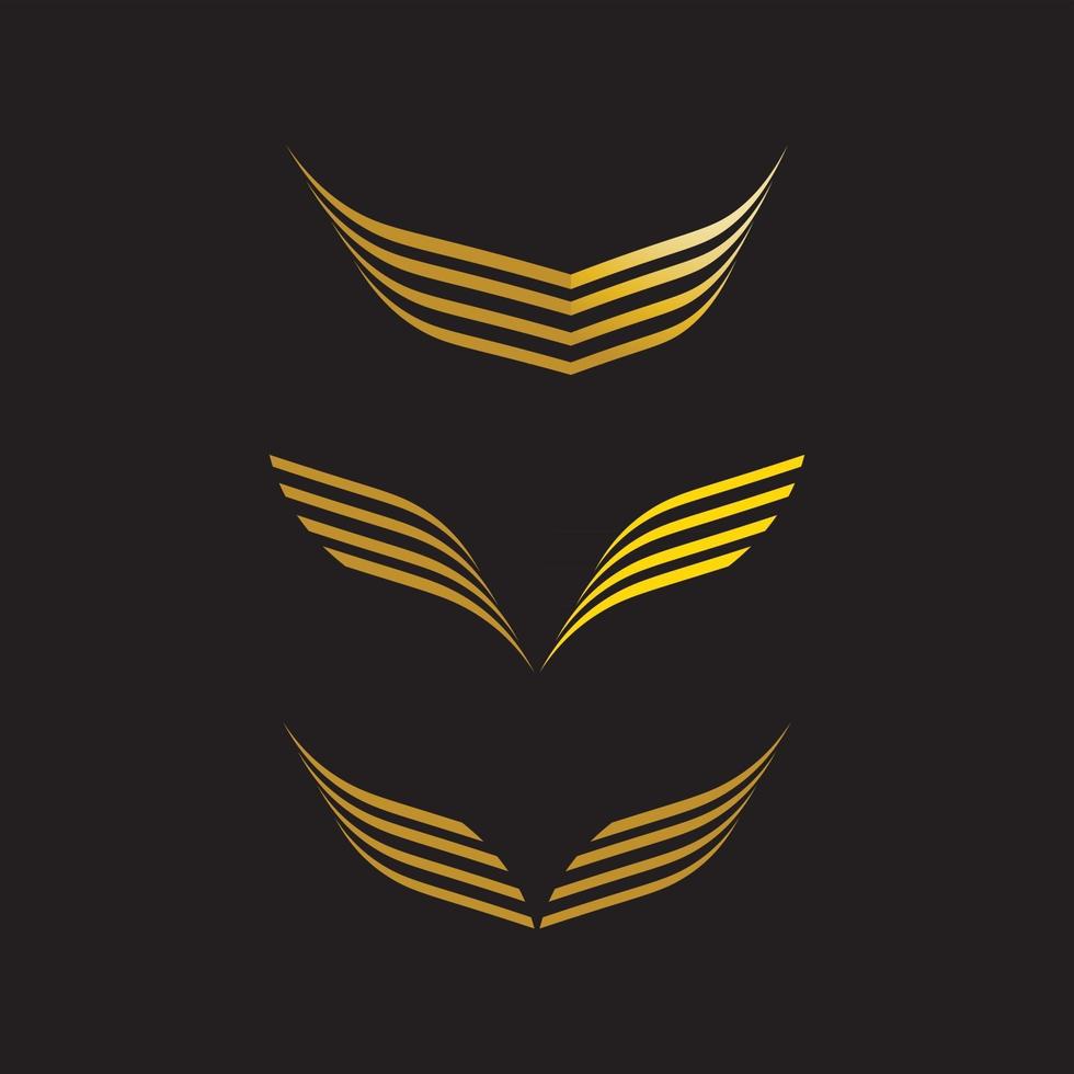 símbolo do logotipo da asa de ouro preto para um designer profissional vetor