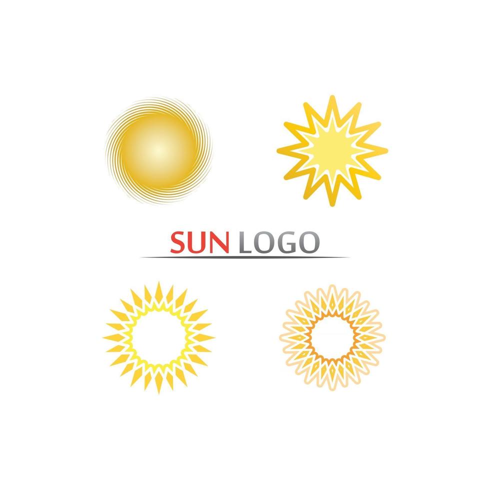 ilustração vetorial sol ícone paisagem do nascer do sol e logotipo ao ar livre vetor