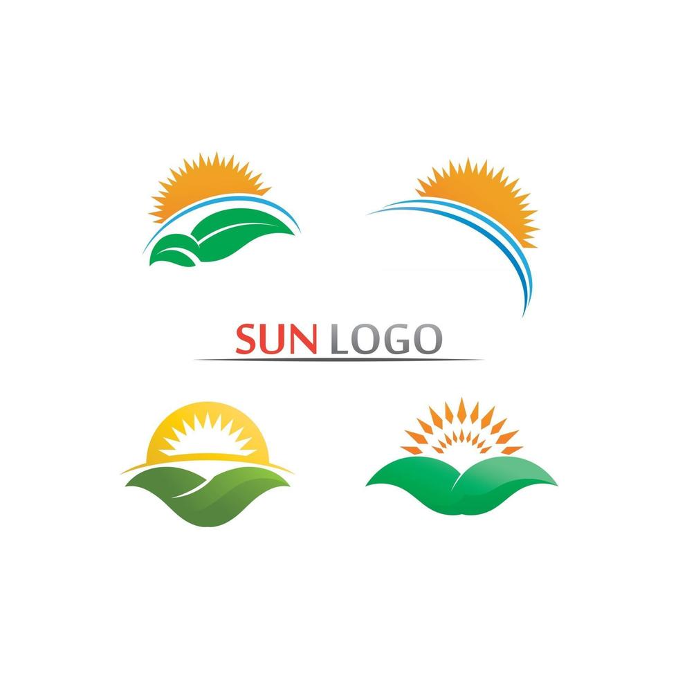 ilustração vetorial sol ícone paisagem do nascer do sol e logotipo ao ar livre vetor