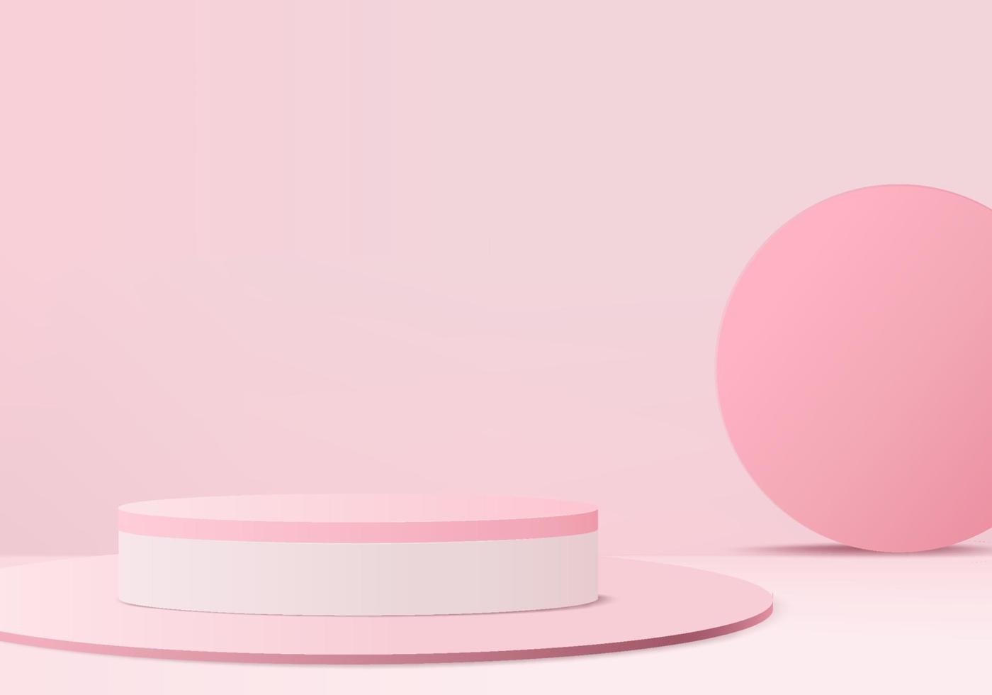 pódio rosa mínimo e cena com vetor de renderização 3d na composição abstrata de fundo, ilustração 3d simulada até formas de plataforma de forma de geometria de cena para exibição de produto. estágio para produto em moderno.