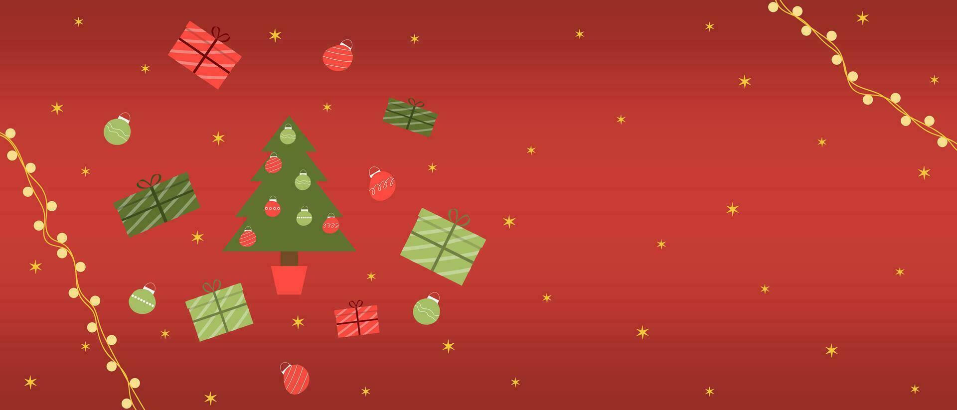 feliz Natal e Feliz Ano Novo. um lindo banner vermelho para um site, postagem, cartão postal, página ou aplicativo vetor