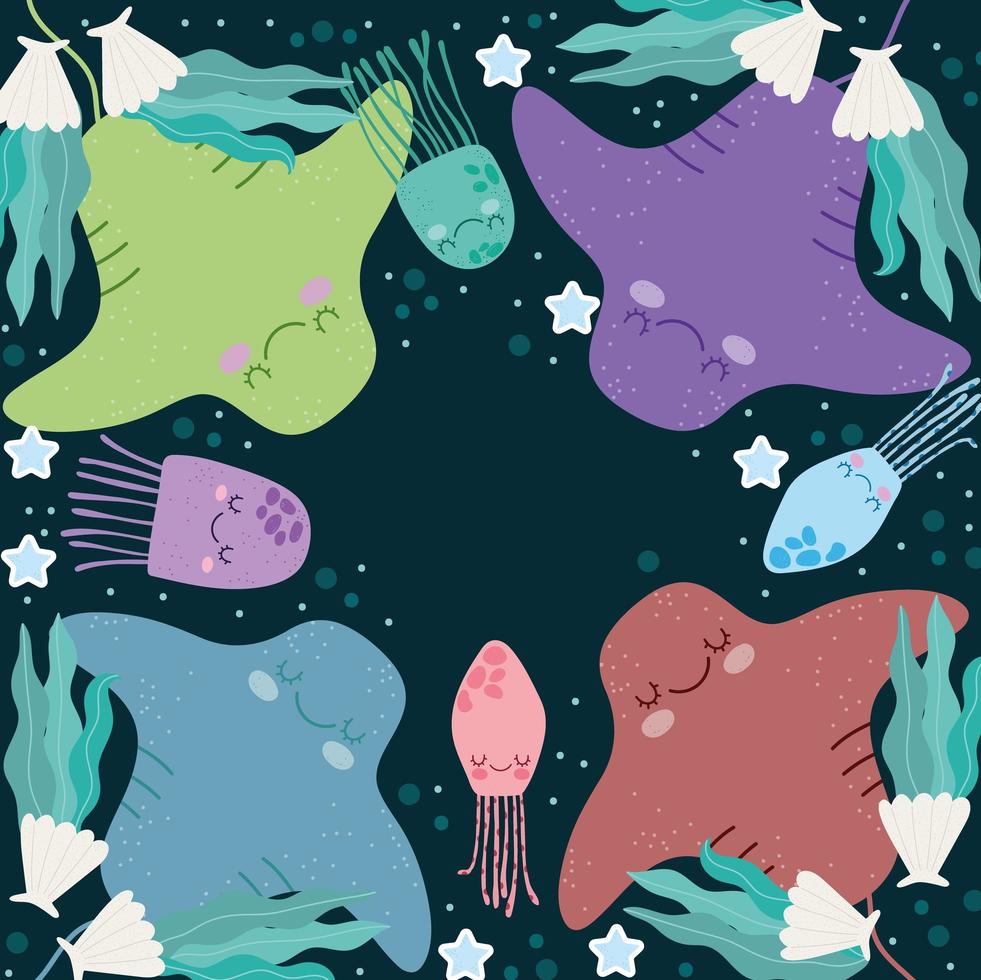 animais subaquáticos diferentes vetor