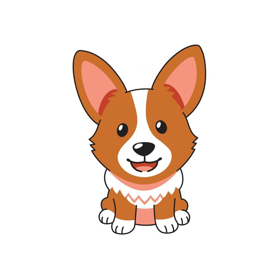 personagem de desenho animado cachorro corgi fofo vetor