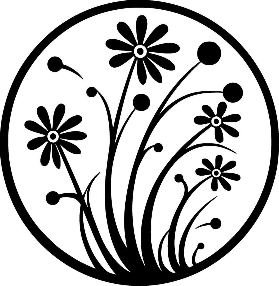 flor, Preto e branco vetor ilustração