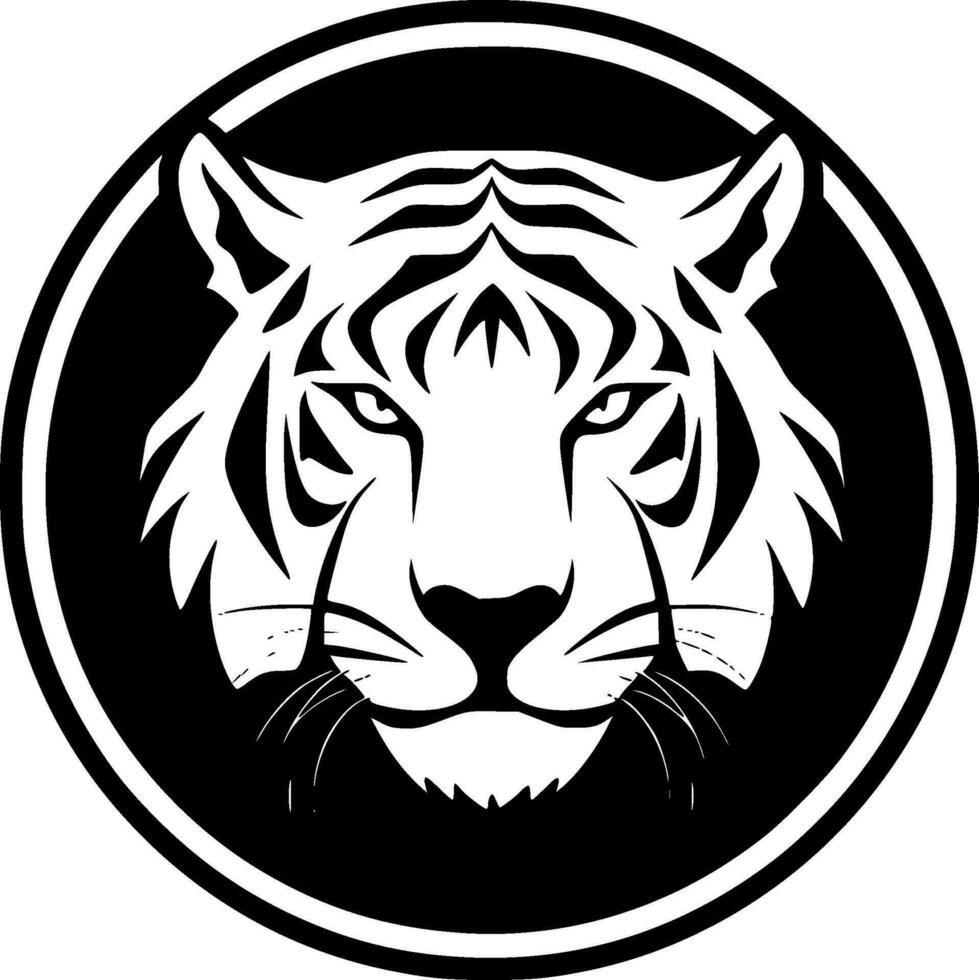 tigre - Preto e branco isolado ícone - vetor ilustração