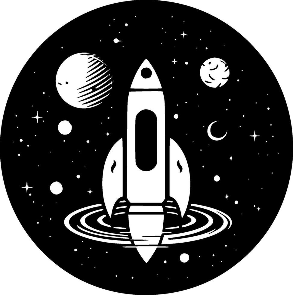 espaço - Preto e branco isolado ícone - vetor ilustração
