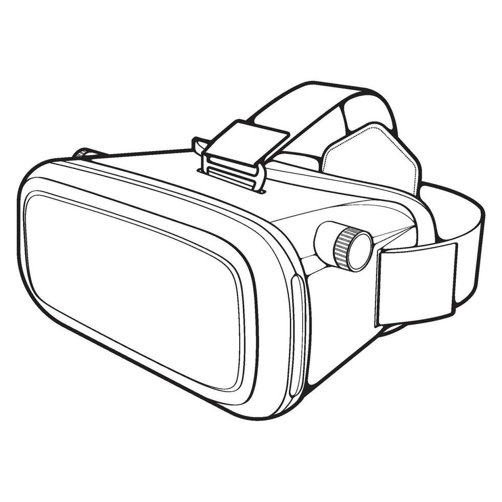 virtual realidade fone de ouvido esboço desenhando vetor, virtual realidade fone de ouvido desenhado dentro uma esboço estilo, Preto linha virtual realidade fone de ouvido formadores modelo contorno, vetor ilustração.