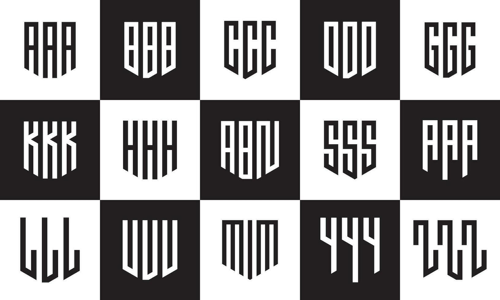 conjunto do agrupar carta escudo tipo abstrato inicial carta monograma logotipo Projeto vetor