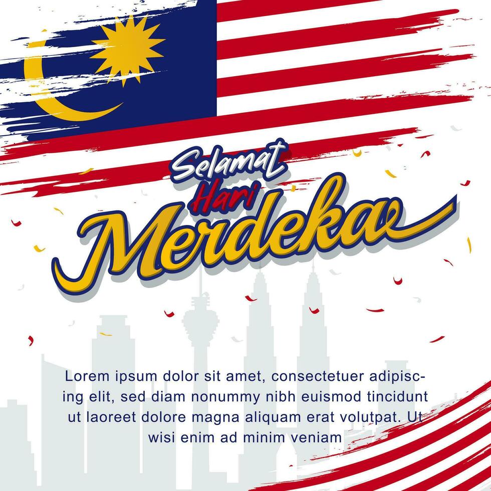 Malásia independência dia cumprimento fundo vetor