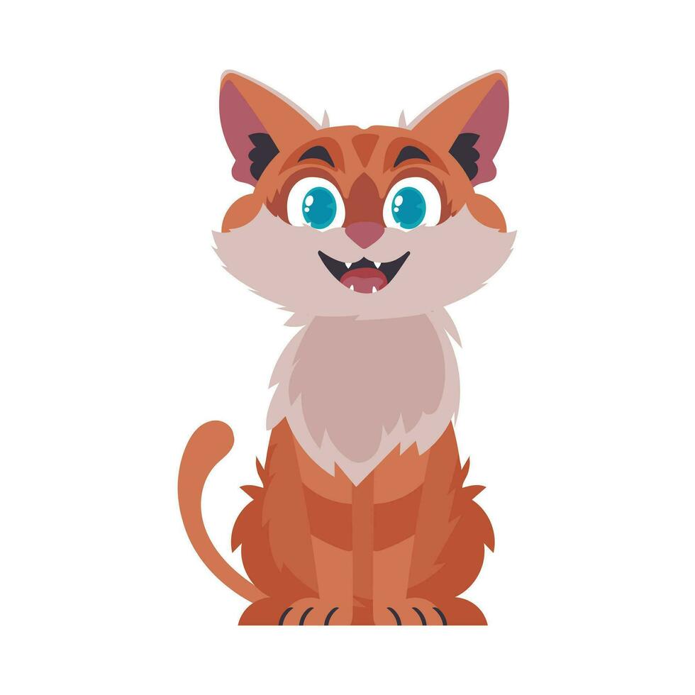 fechaduras dentro alegre obtendo para estar corado gato. sorrindo gato. desenho animado estilo, vetor ilustração