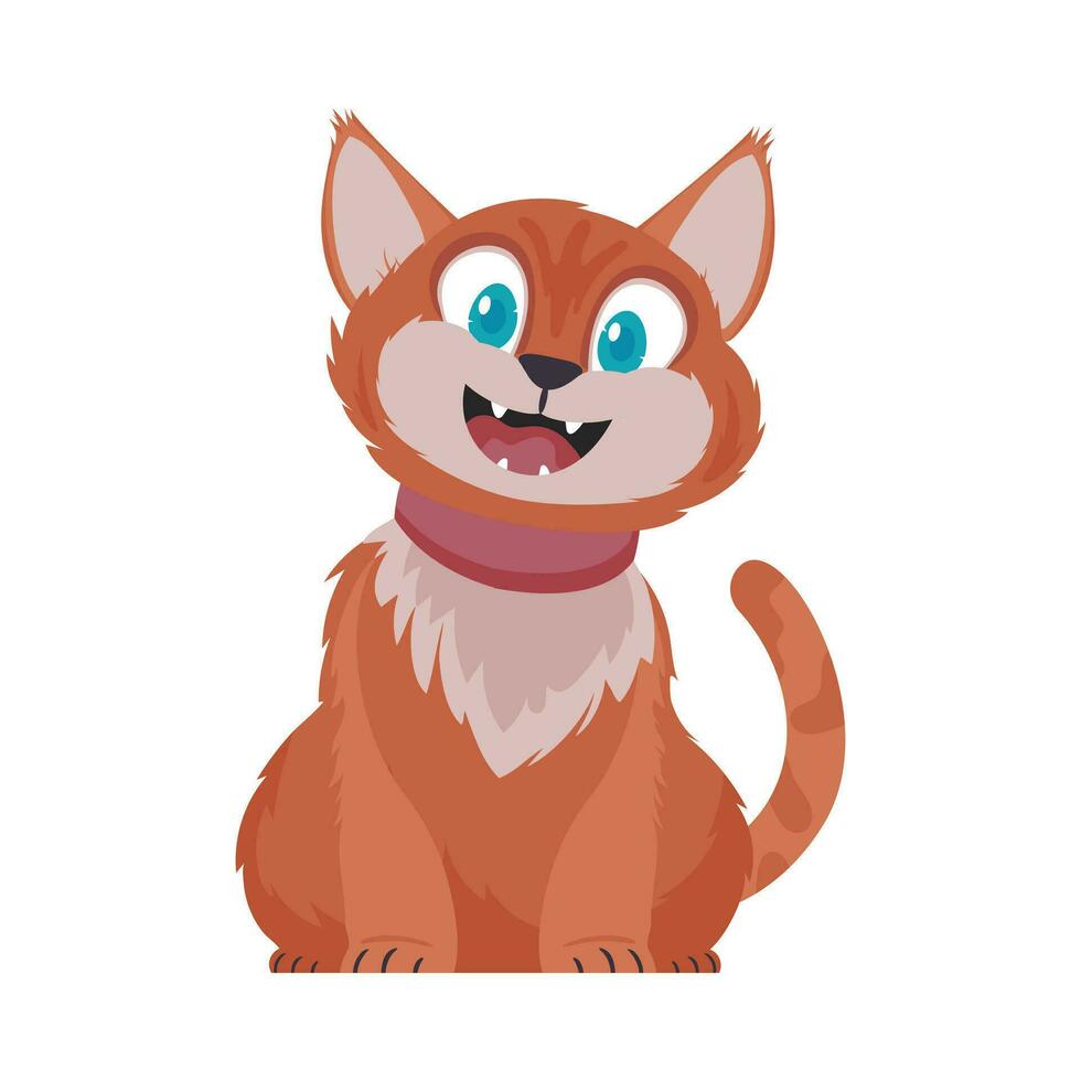 fechaduras dentro alegre rosado gato. sorridente gato. desenho animado estilo, vetor ilustração