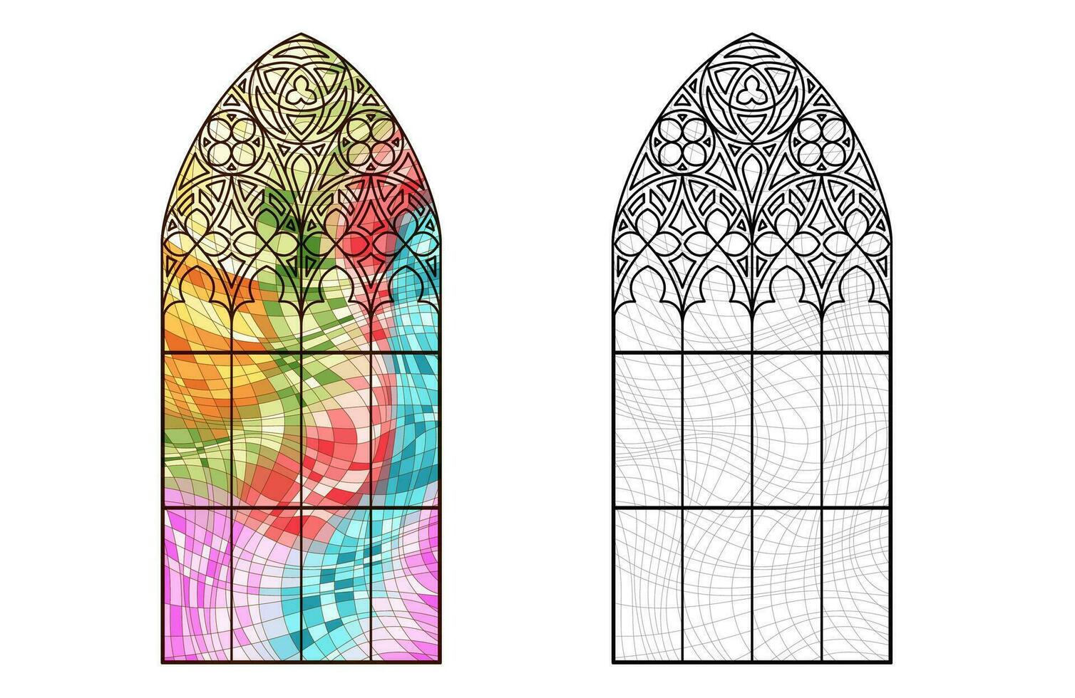 Igreja vidro planilha. cor mosaico janela. vetor