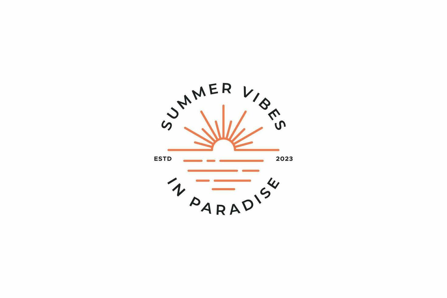 verão brilho do sol de praia paraíso ilha tropical período de férias recorrer crachá logotipo vetor